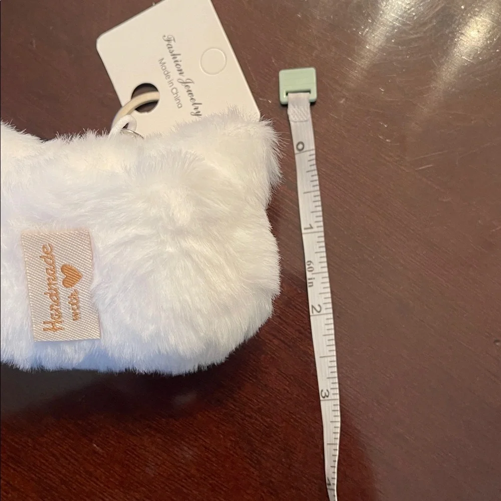 White Plush Hello Kitty Cat Coin Plush with Keychain nwt black bow